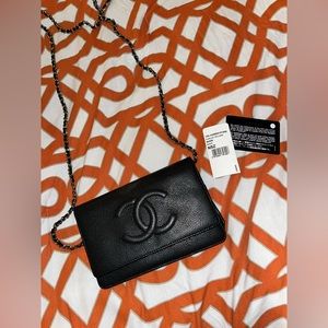 Chanel Timeless Wallet On Chain WOC Black Caviar Leather Crossbody Bag Handbag